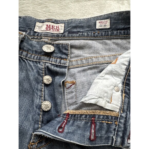 MEK Denim Jeans Boracay Bootcut Mens Distressed Embellished Medium Wash 32x32 - Picture 12 of 16
